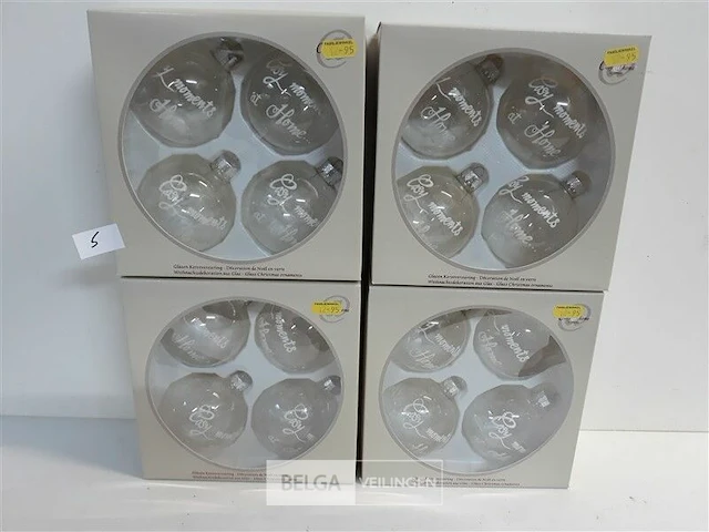 4 x kerstballen glas 4 stuks transparant - afbeelding 1 van  3