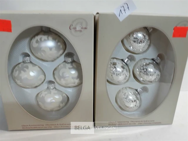 4 x kerstballen glas 4 stuks zilver 2 assorti - afbeelding 3 van  3