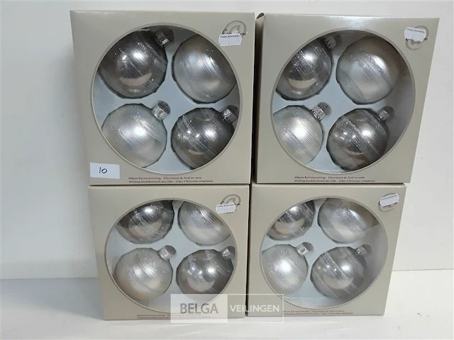 4 x kerstballen glas 4 stuks zilver - afbeelding 1 van  3