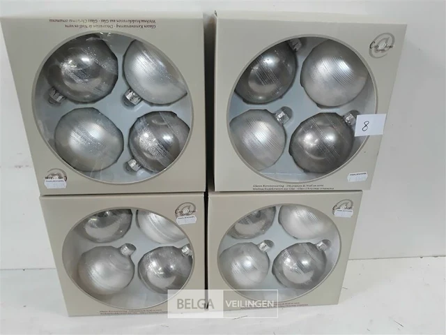4 x kerstballen glas 4 stuks zilver - afbeelding 1 van  3