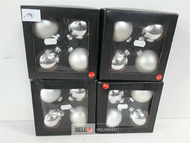 4 x kerstballen glas 4 stuks zilver - afbeelding 1 van  3