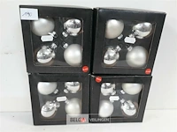 4 x kerstballen glas 4 stuks zilver - afbeelding 1 van  3