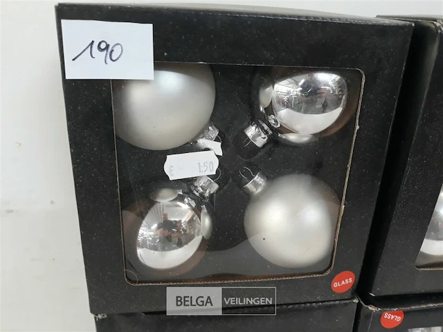 4 x kerstballen glas 4 stuks zilver - afbeelding 3 van  3