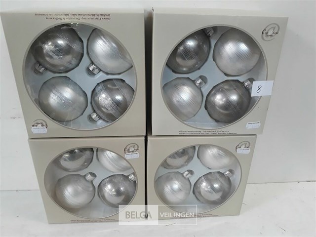 4 x kerstballen glas 4 stuks zilver - afbeelding 2 van  3