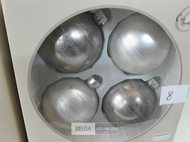 4 x kerstballen glas 4 stuks zilver - afbeelding 3 van  3