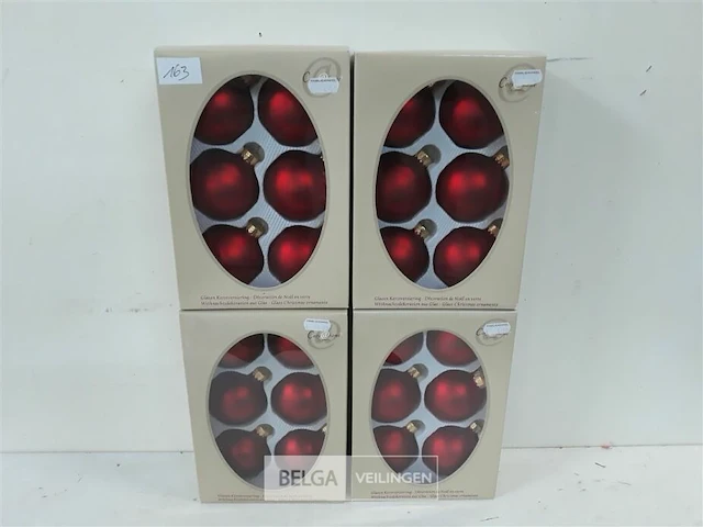 4 x kerstballen glas 6 stuks rood - afbeelding 2 van  3