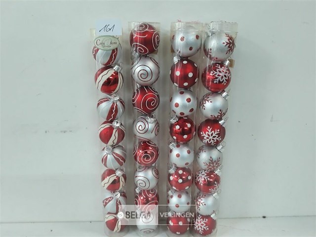 4 x kerstballen pvc 8 stuks rood/zilver - afbeelding 2 van  3