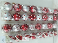 4 x kerstballen pvc 8 stuks rood/zilver - afbeelding 3 van  3