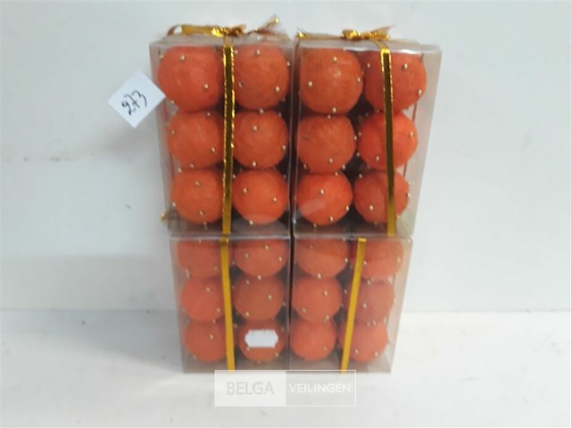4 x kerstballen sisal oranje 5 cm 12 stuks - afbeelding 2 van  3