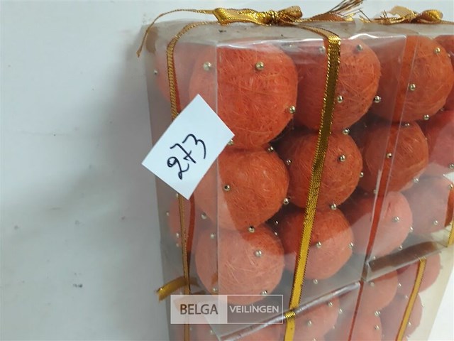 4 x kerstballen sisal oranje 5 cm 12 stuks - afbeelding 3 van  3