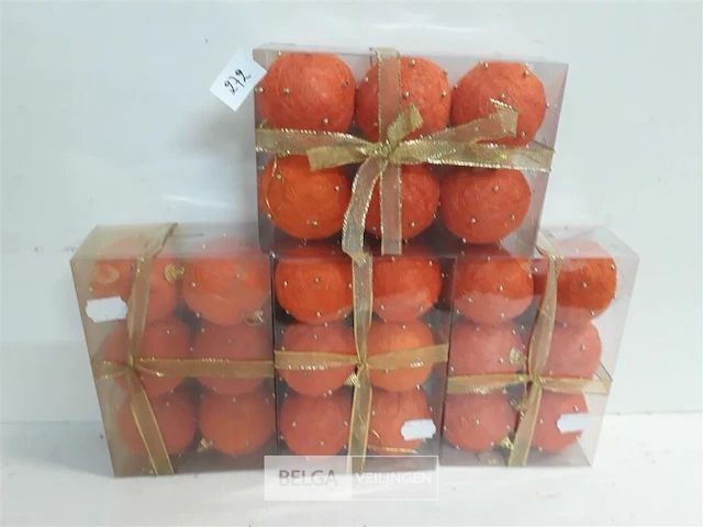 4 x kerstballen sisal oranje 7 cm 6 stuks - afbeelding 2 van  3