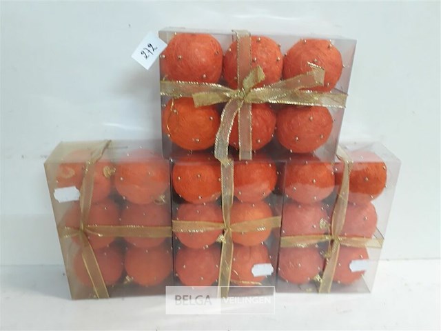 4 x kerstballen sisal oranje 7 cm 6 stuks - afbeelding 1 van  3