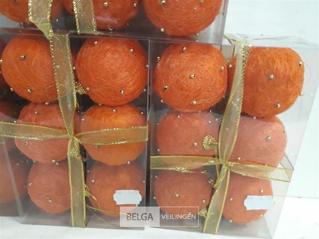 4 x kerstballen sisal oranje 7 cm 6 stuks - afbeelding 3 van  3