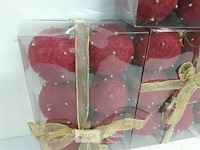 4 x kerstballen sisal rood 7 cm 6 stuks - afbeelding 3 van  3