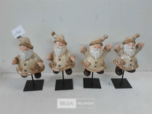 4 x kerstman keramiek op voet - afbeelding 1 van  3