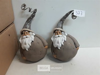 4 x kerstman keramiek tafeldeco 17 cm - afbeelding 3 van  3