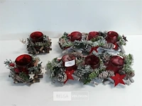 4 x kerststuk met t-licht glasje 2 assorti - afbeelding 2 van  3