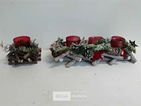 4 x kerststuk met t-licht glasje 2 assorti - afbeelding 3 van  3