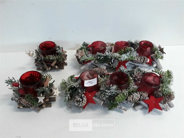 4 x kerststuk met t-licht glasje 2 assorti - afbeelding 1 van  3