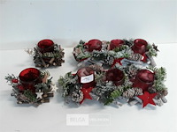 4 x kerststuk met t-licht glasje 2 assorti - afbeelding 1 van  3