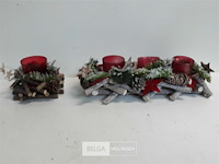 4 x kerststuk met t-licht glasje 2 assorti - afbeelding 3 van  3