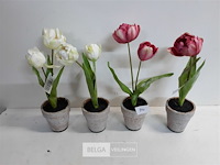 4 x kunstbloem in pot 2 assorti 30 cm - afbeelding 2 van  3