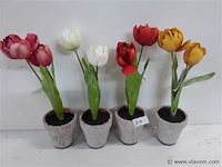 4 x kunstbloem in pot mix kleuren - afbeelding 1 van  2