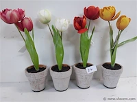 4 x kunstbloem in pot mix kleuren - afbeelding 2 van  2