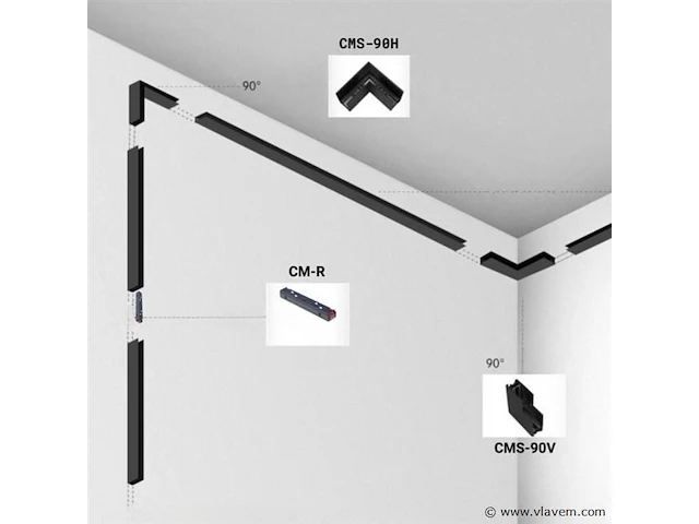 4 x l-connector voor magnetische opbouwrails 20 mm – horizontaal. - afbeelding 3 van  4