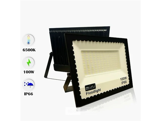 4 x led breedstraler 100w mini smd - 6500k koud wit - afbeelding 1 van  4