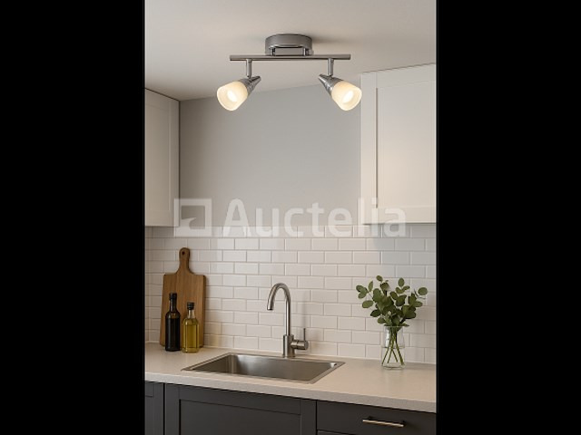 4 x led plafondlamp – 2 spots – di03 – 2 x 5w max – 4000k – neutraal wit – zilver - afbeelding 4 van  4