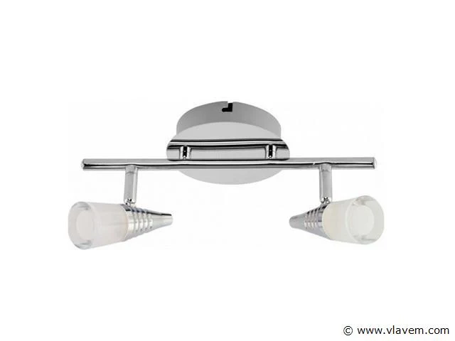 4 x led plafondlamp – 2 spots – di03 – 2 x 5w max – 4000k – neutraal wit – zilver - afbeelding 4 van  4