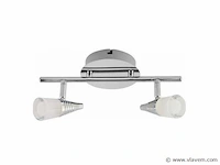 4 x led plafondlamp – 2 spots – di03 – 2 x 5w max – 4000k – neutraal wit – zilver - afbeelding 4 van  4
