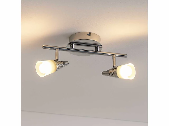 4 x led plafondlamp – 2 spots – di03 – 2 x 5w max – 4000k – neutraal wit – zilver - afbeelding 2 van  4