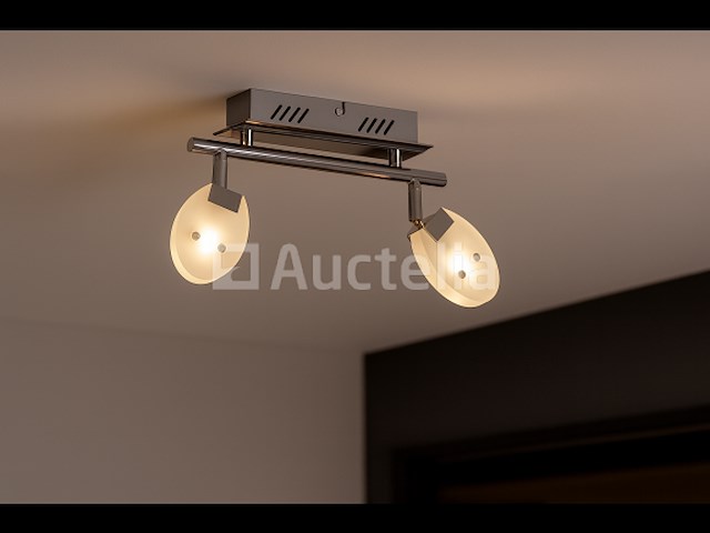 4 x led plafondlamp – 2 spots – hl7162l – 2 x 5w max – 4000k – neutraal wit – zilver - afbeelding 2 van  4