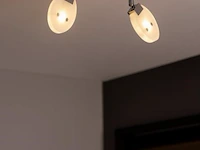 4 x led plafondlamp – 2 spots – hl7162l – 2 x 5w max – 4000k – neutraal wit – zilver - afbeelding 1 van  4