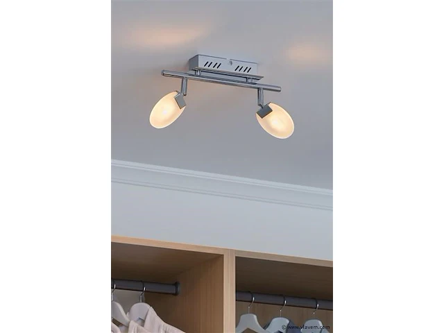 4 x led plafondlamp – 2 spots – hl7162l – 2 x 5w max – 4000k – neutraal wit – zilver - afbeelding 2 van  4