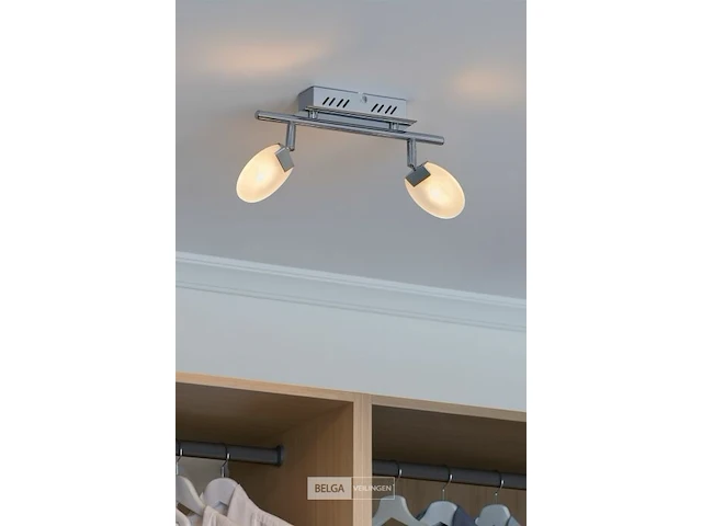 4 x led plafondlamp – 2 spots – hl7162l – 2 x 5w max – 4000k – neutraal wit – zilver - afbeelding 3 van  5