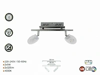 4 x led plafondlamp – 2 spots – hl7162l – 2 x 5w max – 4000k – neutraal wit – zilver - afbeelding 4 van  5