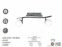 4 x led plafondlamp – 2 spots – hl7182l – 2 x 4w max – 4000k – neutraal wit – zilver - afbeelding 3 van  4