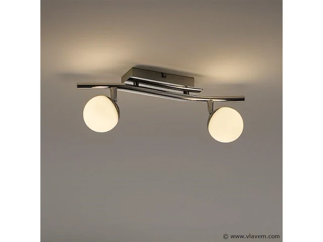 4 x led plafondlamp – 2 spots – hl7182l – 2 x 4w max – 4000k – neutraal wit – zilver - afbeelding 1 van  4