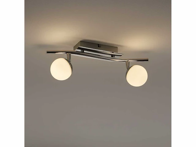 4 x led plafondlamp – 2 spots – hl7182l – 2 x 4w max – 4000k – neutraal wit – zilver - afbeelding 1 van  4