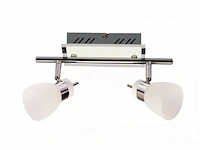 4 x led plafondlamp – 2 spots – hl7192l – 2 x 4w max – 4000k – neutraal wit – zilver - afbeelding 3 van  4