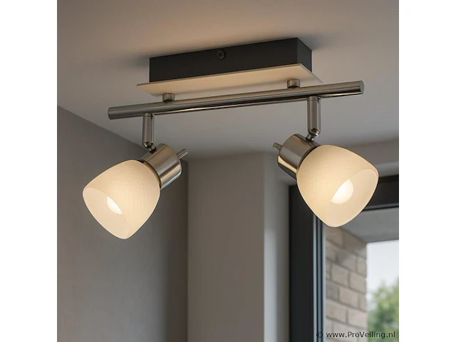 4 x led plafondlamp – 2 spots – hl7192l – 2 x 4w max – 4000k – neutraal wit – zilver - afbeelding 1 van  4