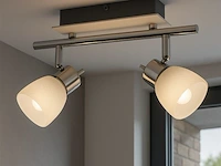 4 x led plafondlamp – 2 spots – hl7192l – 2 x 4w max – 4000k – neutraal wit – zilver - afbeelding 1 van  4