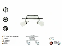 4 x led plafondlamp – 2 spots – hl7192l – 2 x 4w max – 4000k – neutraal wit – zilver - afbeelding 4 van  4