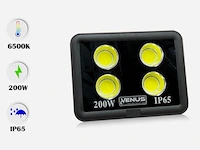 4 x led schijnwerper 200w – 6500k koud wit – ip65 waterdicht – 20.000 lm – cob – buiten/binnen - afbeelding 2 van  5
