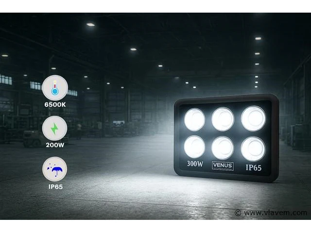 4 x led schijnwerper 300w – 6500k koud wit – ip65 waterdicht – 30.000 lm – cob – buiten/binnen - afbeelding 1 van  5