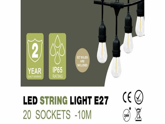 4 x lichtsnoer 10m - koppelbaar - met 20 led-lampjes - ip65 waterdicht - afbeelding 2 van  4