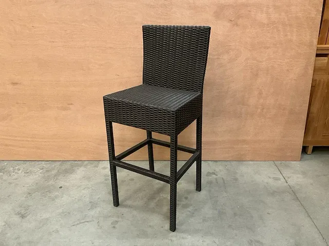 4 x luxury lounge wicker barstoel platte draad java brown - afbeelding 1 van  4